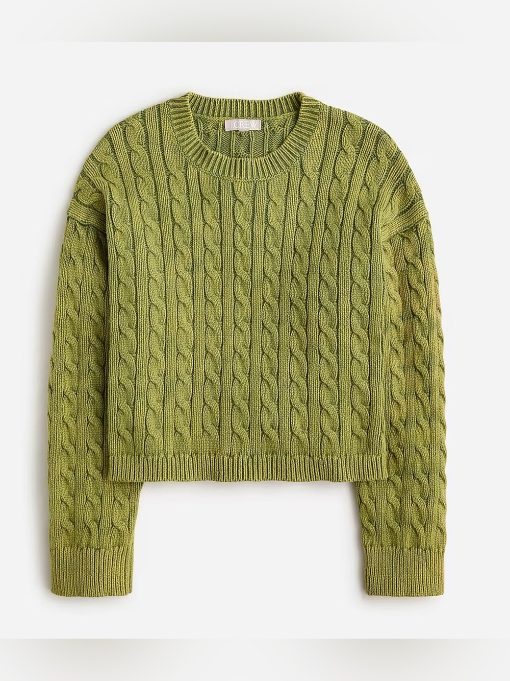 Arizona Jean Company Olive Green Cable Knit Cropped Sweater
